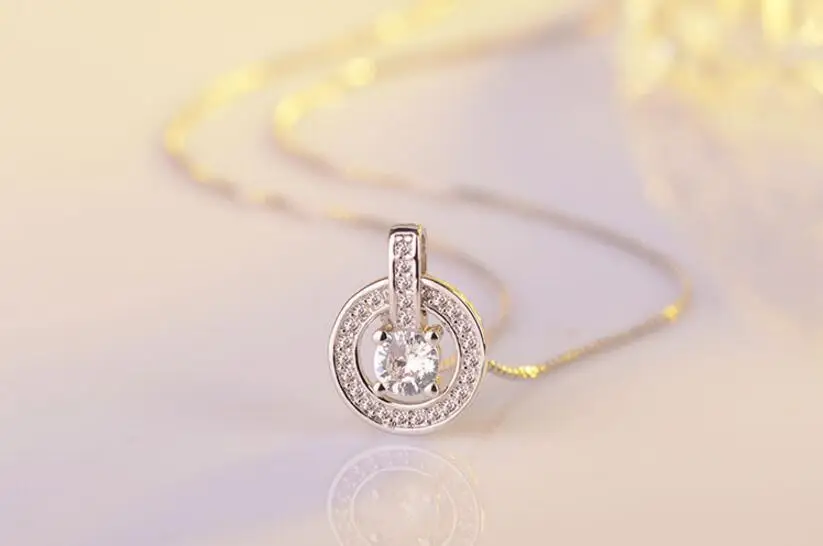 Anenjery 925 пробы Серебряное ожерелье мозаика CZ цирконий кулон ожерелье для женщин Подарочная цепочка чокер ожерелье S-N172