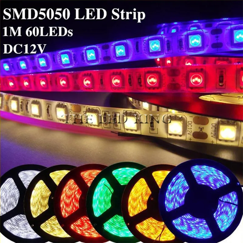 5 м рулон 10 м холодный белый теплый белый Светодиодные ленты свет SMD5050 RGB не водонепроницаемый полосы монохромный СВЕТОДИОДНЫЙ ленты DC12V Светодиодные ленты+ адаптер