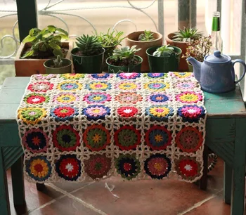 

handmade afghan blanket original fashion crochet blanket cushion felt pastoral style Craft granny square 55x75cm