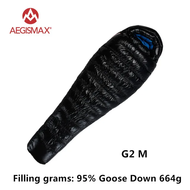 Быстро! AEGISMAX 95% белый гусиный пух, спальный мешок для мам, для кемпинга, для холодной зимы, ультралегкий, дизайн перегородки, для кемпинга, Сращивание FP800 G1-G5 - Цвет: G3 M BLACK