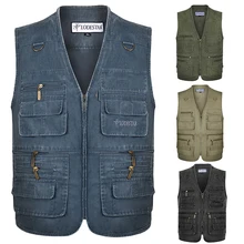 Мужской походный жилет фотографа на молнии с несколькими карманами, куртка без рукавов, тактический жилет для кемпинга, рыбалки, путешествий, альпинизма