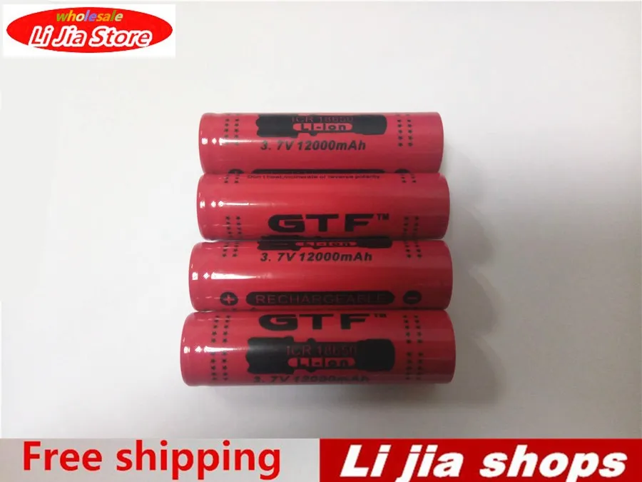 4 шт./лот 3,7 V GTF 18650 12000mAh аккумуляторная батарея для светодиодный фонарик