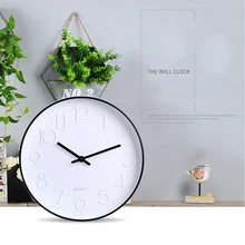 12 inch Modern Living Room Wall Clock Plastic Mirror Circular Wall Watch Brief Quartz Mute Wall