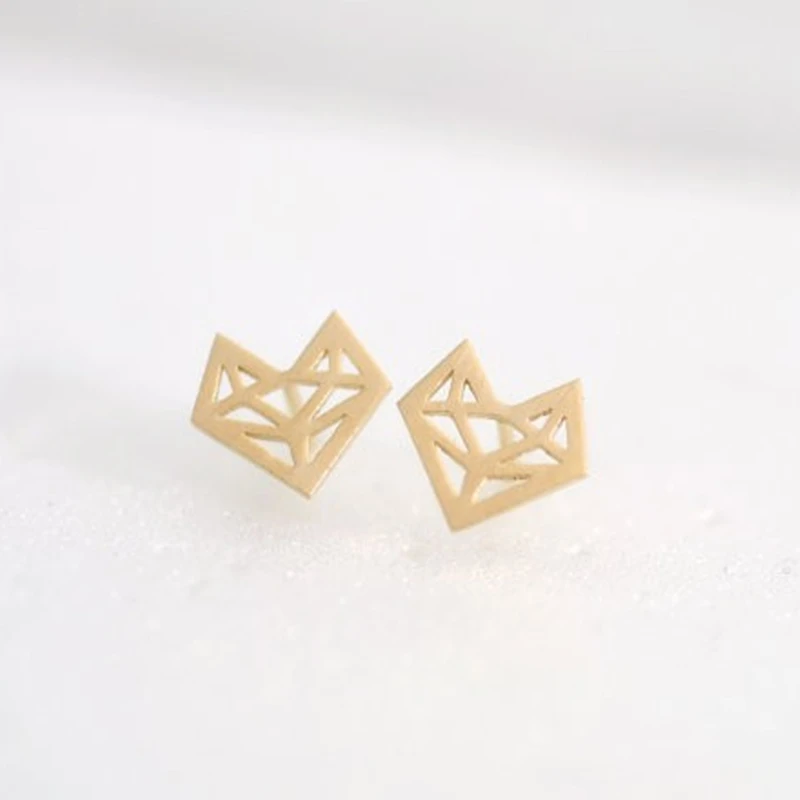 

1pc Gold/Silver plated Origami Fox Studs Earrings, Simple Origami Fox-Head Jewelry, Graceful Fashion Ear Studs