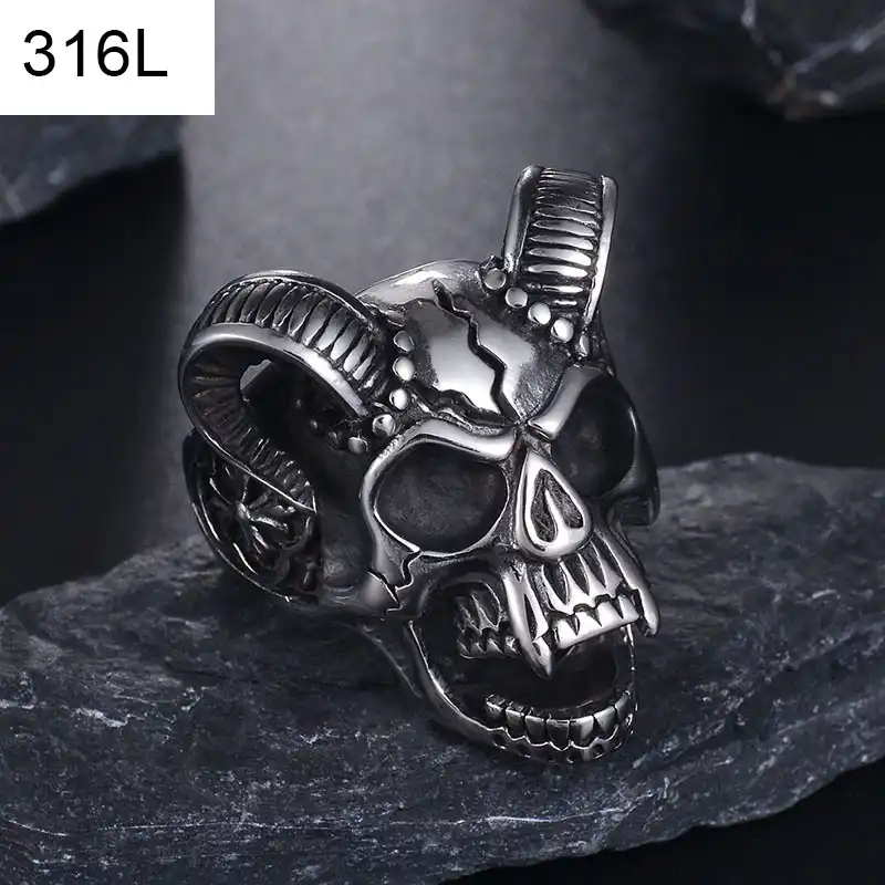 Anillo de Hombre Calavera Piedra Azul//Verde Punk Biker 316L Acero Inoxidable Punk Rock