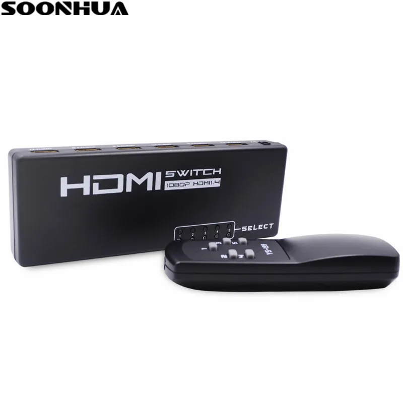 

SOONHUA 6 Port HDMI Switch Switcher 1080P HDMI Port 5 Input 1 Output 4K HDMI Splitter Adapter for XBOX 360 PS3 PS4 Android HDTV