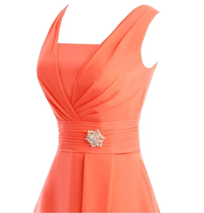 Vestido De Noiva, новинка, оранжевое платье подружки невесты, короткое шифоновое Плиссированное ярко-розовое, мятно-зеленое, желтое свадебное платье, официальное платье для выпускного вечера