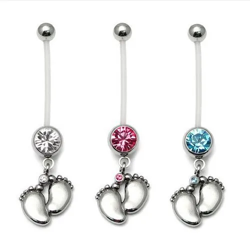 12pcs Cute Baby Feet Navel Piercing Navel Rings Pregnancy Belly Button