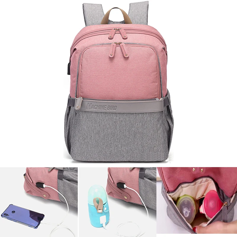 

New USB Waterproof Stroller Diaper backpack for mom Maternity Nappy Women Travel Multifunction Baby Bag Insulation Nursing