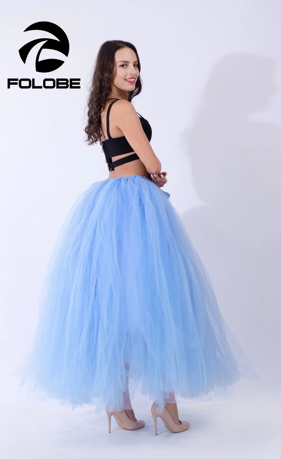 Buy FOLOBE Stock Lake Blue Puffy Long Tulle Skirts