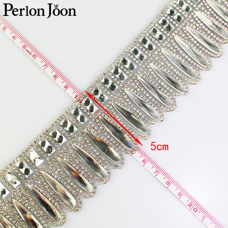 1 yard 5cm width hot fix rhinestone glass style webbing wing rhinestone tape iron on shoes bag clothing accessories RT013