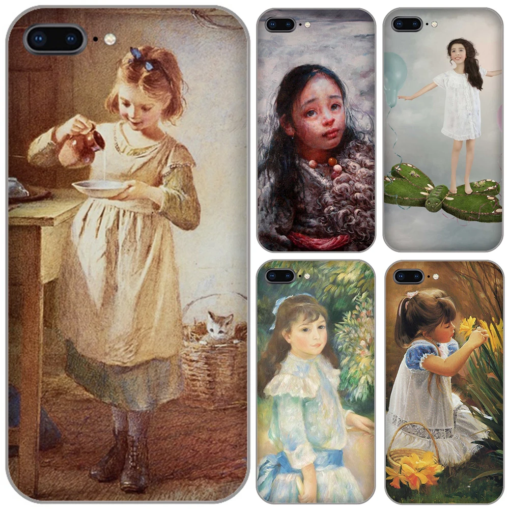 Sweet Beauty in Oil Painting Patterned Soft Silicone TPU Phone Case Cover For iphone 7 8 6 6s Plus 5 5s SE X Xs XsMax Xr shell |