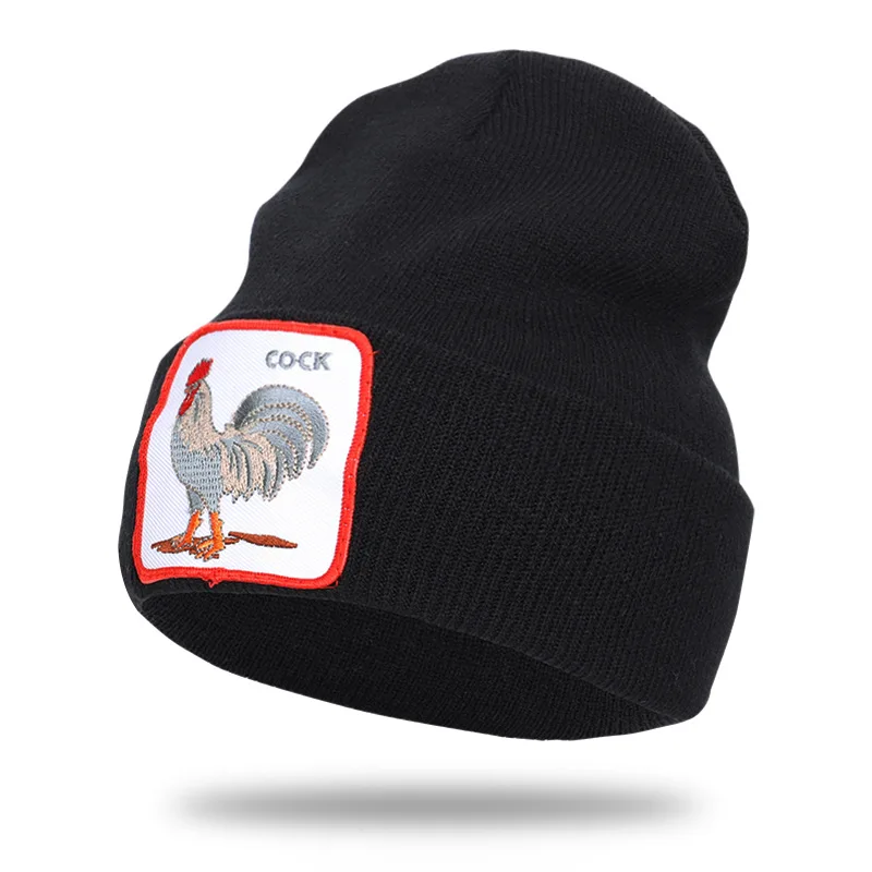 

2019 Autumn Winter New Rooster COCK Embroidery Knitted Cap Fashion Beanies Hat Men Women Hip Hop Warm Skullies 5 colors