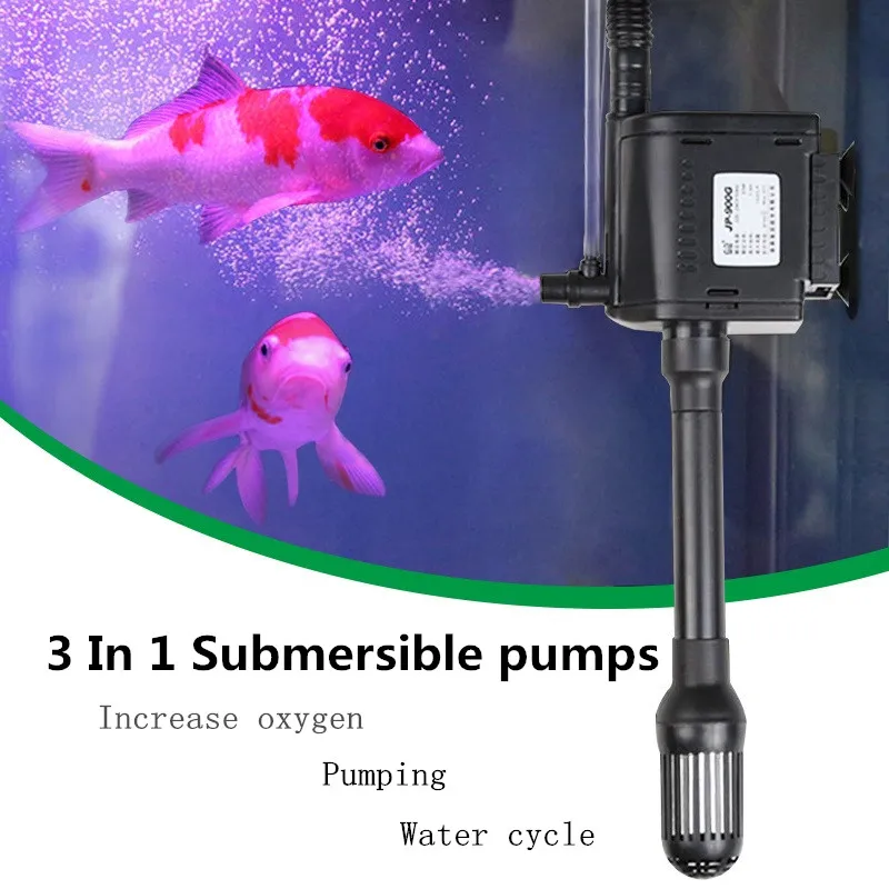 

220V Multi-function Submersible Pump Fish Tank Aquarium Pump Mute Water Pump 3 in 1 Increase Oxygen + Pumping + Water Cycle