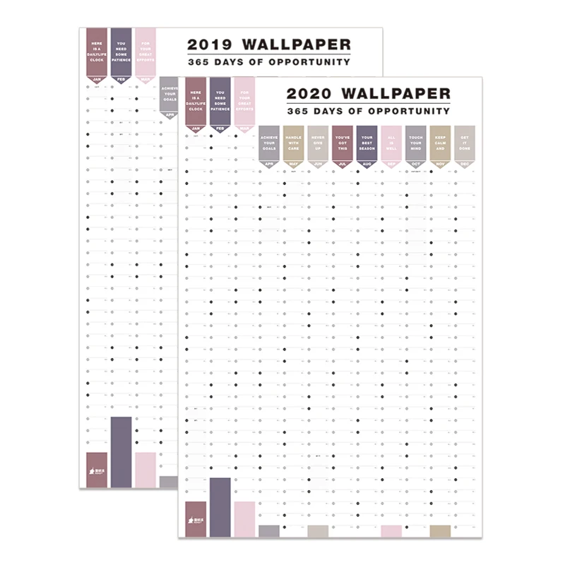 us 8 66 26 off 2pcs set 2019 2020 creative calendar sticker label index schedule planner very large study new year plan kids gift 58 88cm in calender schedule