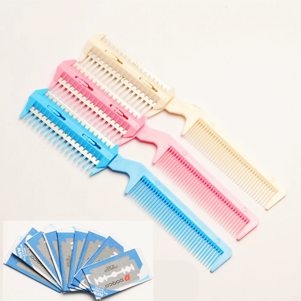 3pc Pro Hair Razor Comb Scissor Hairdressing Trimmers Women