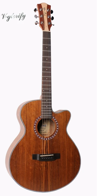 Полностью Зебра дерево акустическая гитара с острыми cutway 40 дюймов|guitar synth|guitar