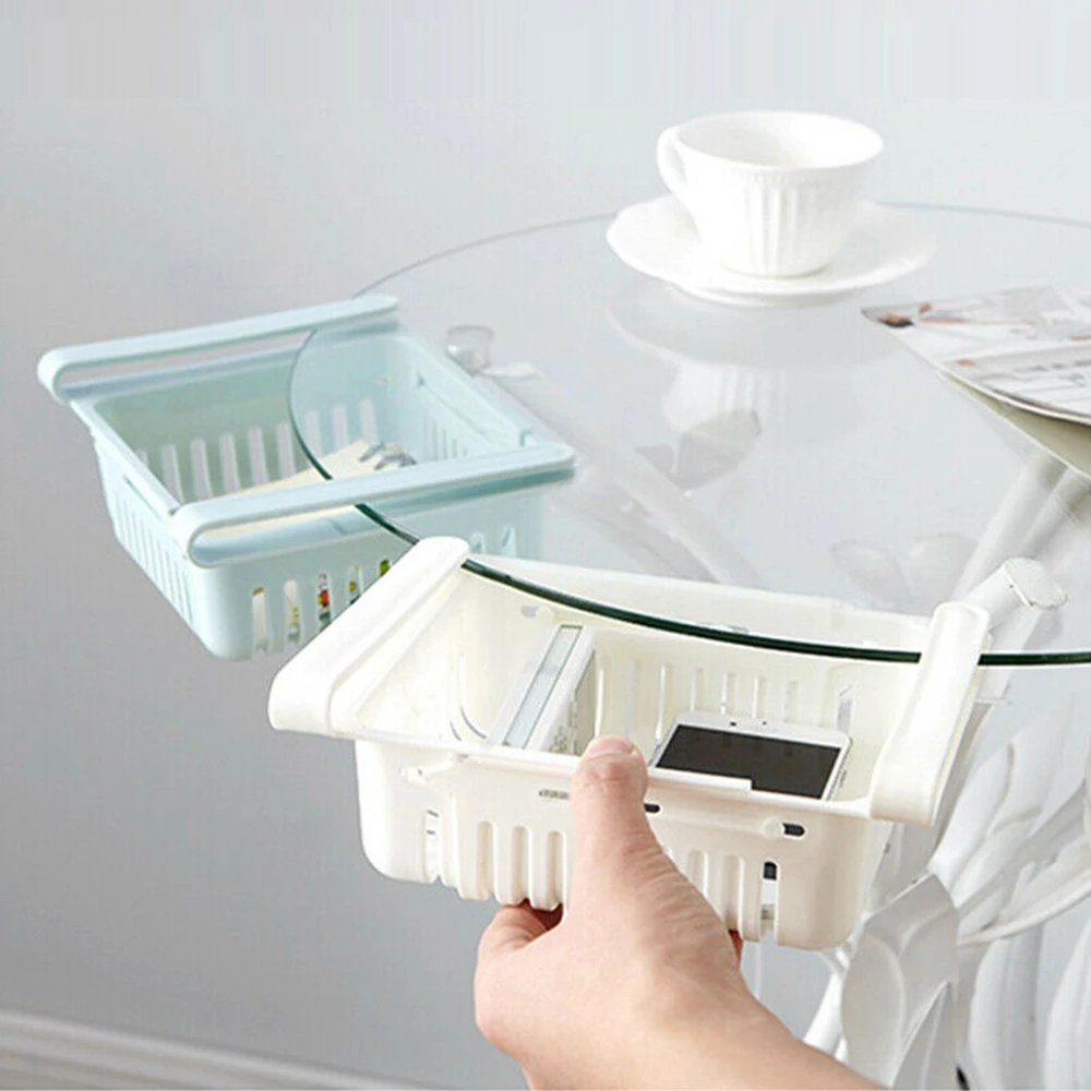 

Kitchen Refrigerator partition layered Fridge Freezer Space Saver Organizer Storage Rack Shelf Holder For Fresh drawer Shelving