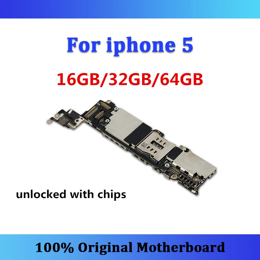 

Unlocked for iphone 5 motherboard with full chips 16GB/32GB/64GB whole MB mainboard with IOS system logic board card/fee tested