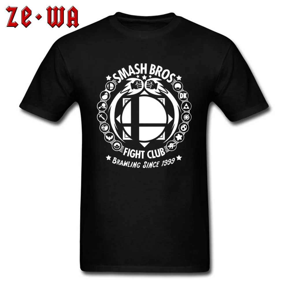 2018 Popular Men Tshirts Round Neck Short Sleeve 100% Cotton Hip hop Tops T Shirt Casual Tshirts Wholesale Super Smash Bros Fight Club 3719 black