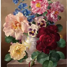 Красивые разноцветные цветы напечатаны DIY Цифровая картина маслом по номерам ручная роспись маслом 40x50 см без рамки