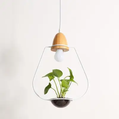 Современный минималистский Креативный дизайн железный деревянный садовый подвесной светильник Diy растения, Вход Бар, прикроватный, Ресторан - Цвет корпуса: cone white
