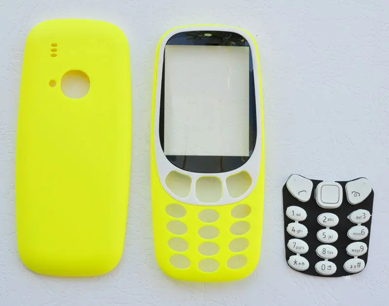 BINYEAE полный корпус для Nokia 3310 лицевая рамка крышка батареи чехол с клавиатурой - Цвет: yellow