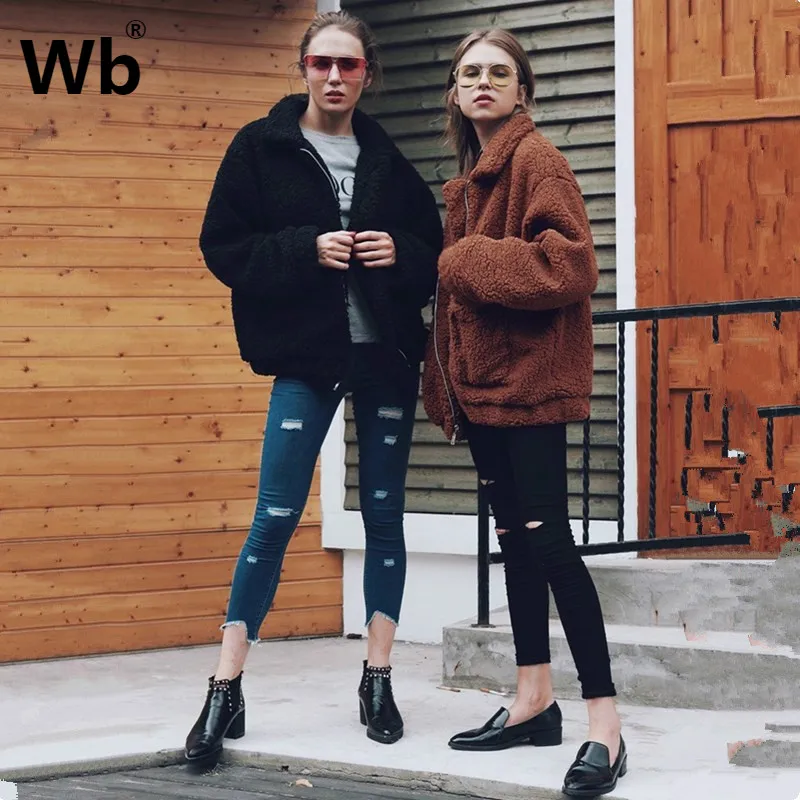 3XL Plus Size Faux Fur Coat Woman Winter Thick Warm Teddy Bear Bomber Jacket Fur Long Sleeve Plush Overcoat Oversize Jackets