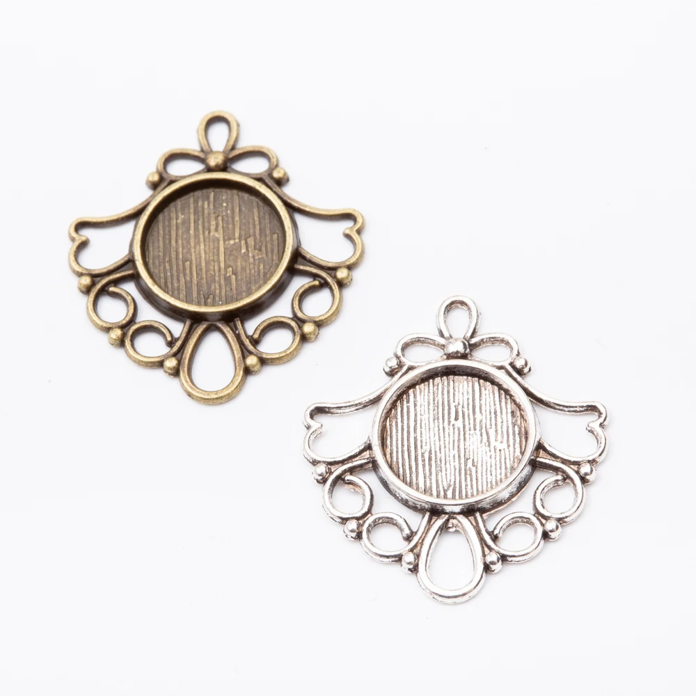 

20pcs 12mm Bezel Tray Vintage zinc alloy metal pendant charms for diy jewelry making 5579