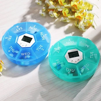 

Weekly Pill Organizer Digital Timer 7 Grid Pill Box Alarm Clock Reminder Tablet Dispenser Case