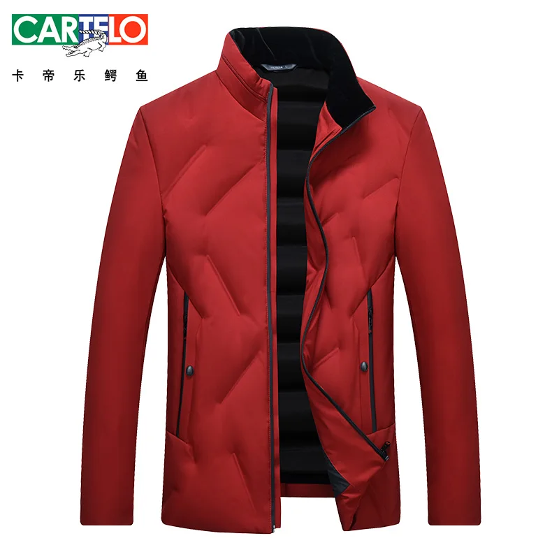 Мужская куртка на утином пуху, тонкий теплый ультра тонкий светильник, пуховое пальто для мужчин, новинка 8731 - Цвет: Красный