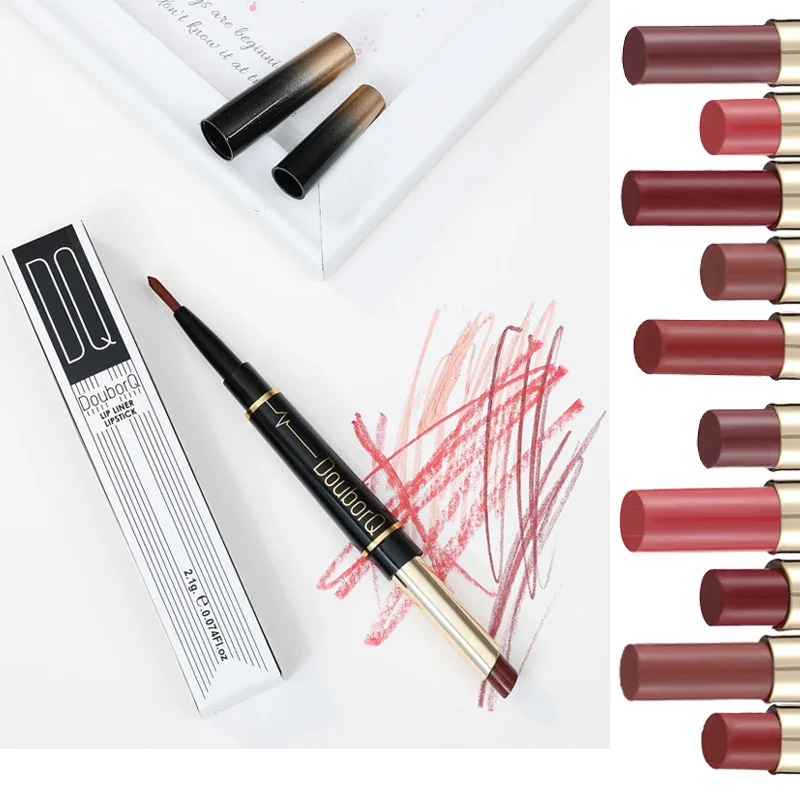 

2 In 1 Lip Liner Pencil Double Ended Lipstick Lip Beauty Makeup Waterproof Nude Color Cosmetics Lipliner Pen Party Lip Stick