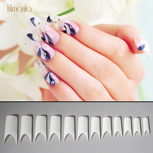 500pcs Curve C Shaped False Nails French Acrylic Fake Nails Faux Ongles Manicure Medium Nails