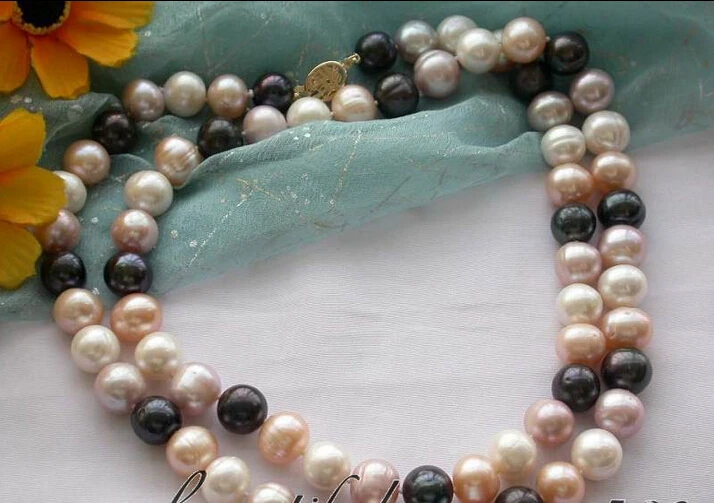 

fast z3091 32" 12mm white pink black purple round pearl necklace (A0513)