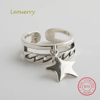 

Leouerry 925 Sterling Silver Ring Star Pendent Unique Open Rings for Women Wedding Birthday Gift Jewelry