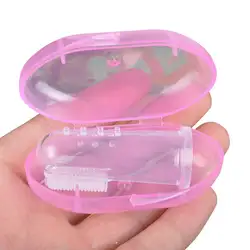 Детская зубная щетка палец с коробкой детские зубы Мягкие силиконовые милые прозрачные массажные детские резиновые чистящие щетки набор