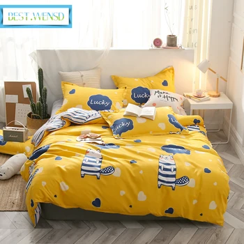 

BEST.WENSD wholesale Bedding for children new yellow duvet cover sets full queen king duvet set pillowcase sheet bedclothes