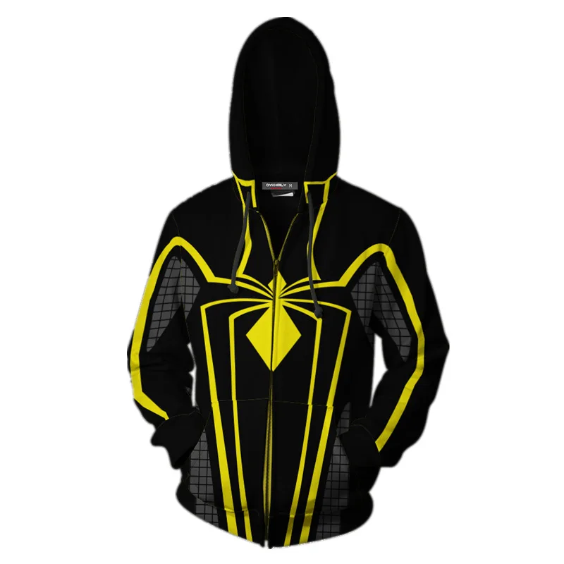 

2018 Autumn Winter SPIDER MAN ARMOR MKII Zip Up Hoodie Man Hoodies Sweatshirts Superhero Cosplay Hooded Coats Zipper jacket