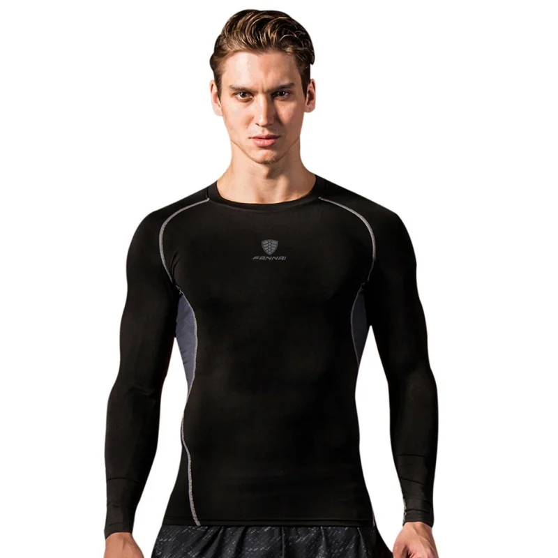 Для мужчин Спорт quick dry Running Футболка компрессионная футболка с длинным рукавом Для мужчин Спорт Бег Фитнес футболка