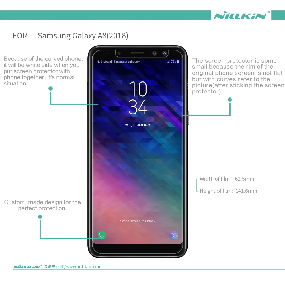 Защитная пленка Nillkin для Samsung Galaxy A8 2018 прозрачная/матовая пластиковая мягкая