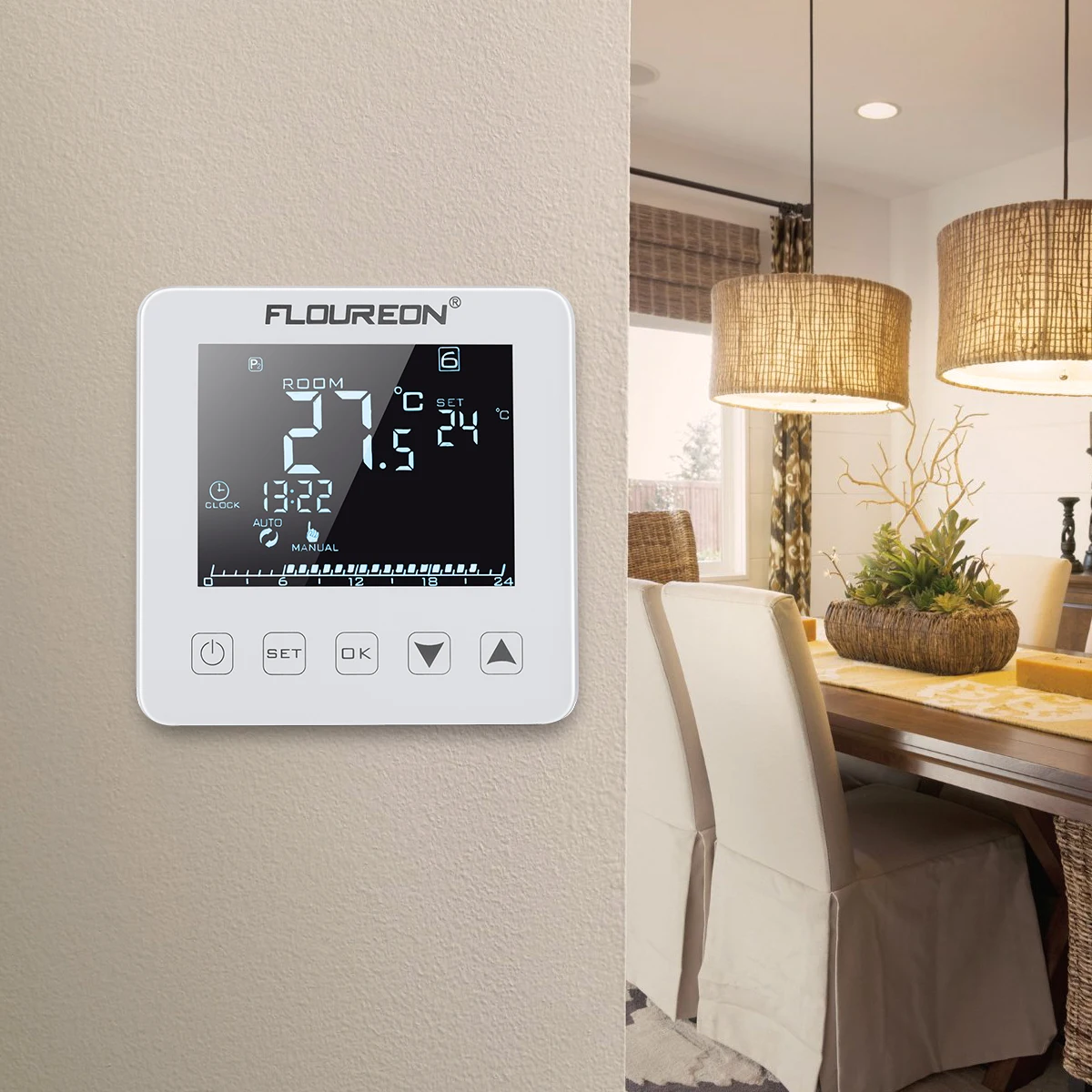 

Floureon Electric Heating Thermostat 16A LCD Display Temperature Controller for Electric Floor Heating