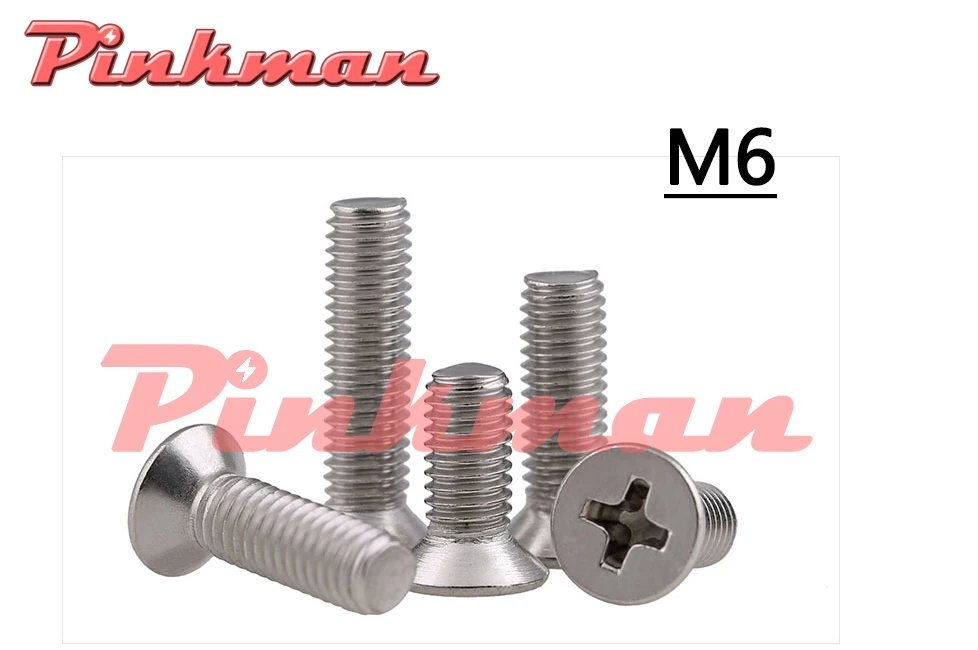 

50pcs M6 KM Cross Recessed Phillips Flat head screw M6*8/10/12/14/16/20/25/30/35/40/45/50/60/70/80/90