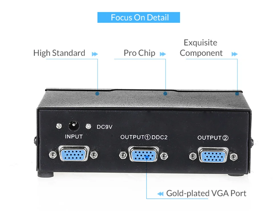 Unnlink VGA сплиттер 1X2 FHD 1920X1440 1 VGA сигнала вход 2 VGA выход для компьютера мониторы Настольный Ноутбук, для ноутбука проектор