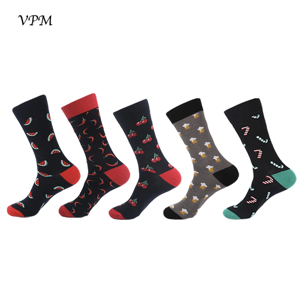 VPM 21 стиль красочные чёсаный хлопок Брендовые мужские носки под горло платье деловые носки хараюку лучший подарок 5 пар/лот - Цвет: NS103