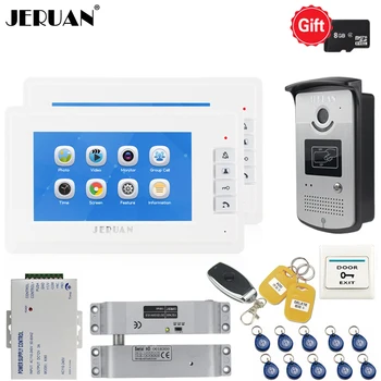 

JERUAN 7 inch LCD Video Door phone Doorbell Voice/Video Recording Intercom system kit RFID Access IR Camera with 8GB TF card 1V2