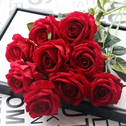 Цветок филиал Роза ткань искусственный цветок для Свадебная вечеринка украшения дома комнаты свадебные туфли шляпы аксессуары Шелковый