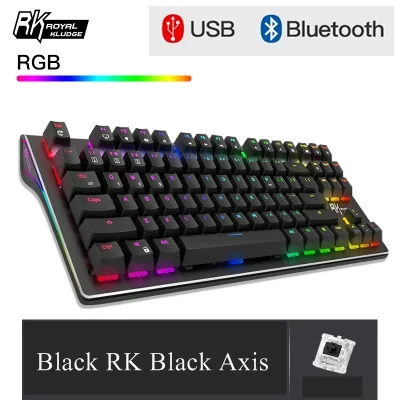 Royal Kludge RK G87 двойной режим Bluetooth беспроводной/USB Проводная RGB подсветка перезаряжаемая Механическая игровая клавиатура RK Axis - Цвет: Коричневый