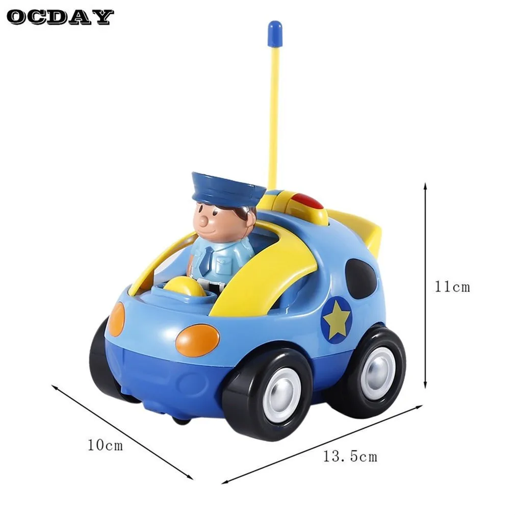 OCDAY Kartun RC Plastik Listrik Musik Mobil Polisi Mobil Mini Mobil