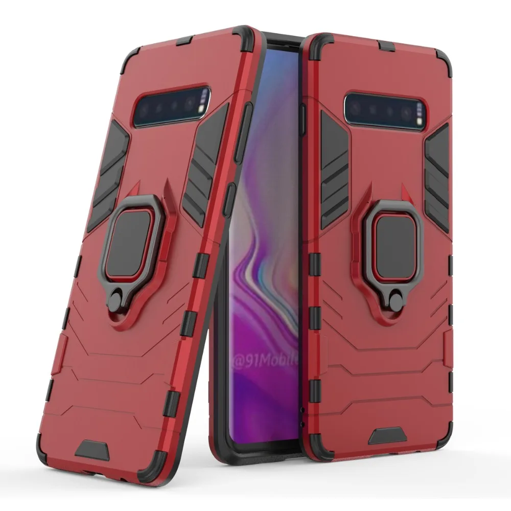 

New 3in1 Hybrid Outdoor Armor Defender Car Magnetic Adsorption Metal Ring Bracket Cover Case For Samsung S8 S9 S10 Plus S10 Lite