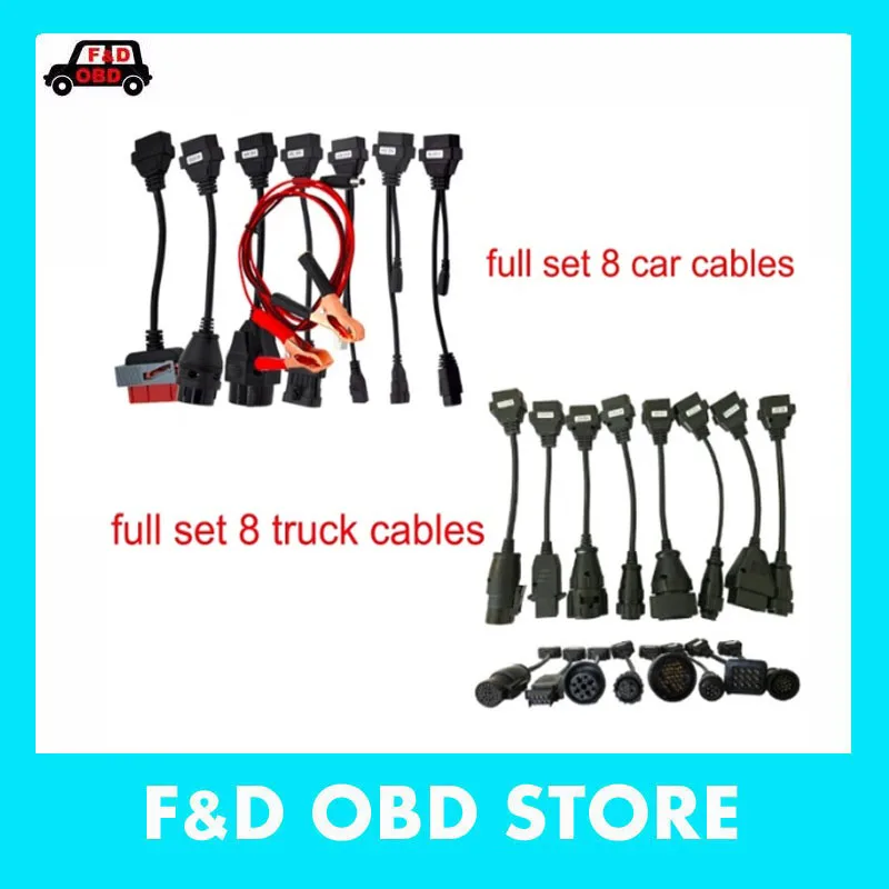 

OBD adapter OBDII OBD2 car/truck cables For Autoc0m C DP Delfi DS150 full set 8 truck cables 8 car cables diagnostic interface